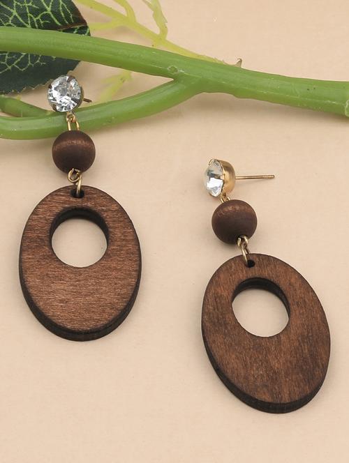 brown metal drop earring - 17194424 - Standard Image - 0
