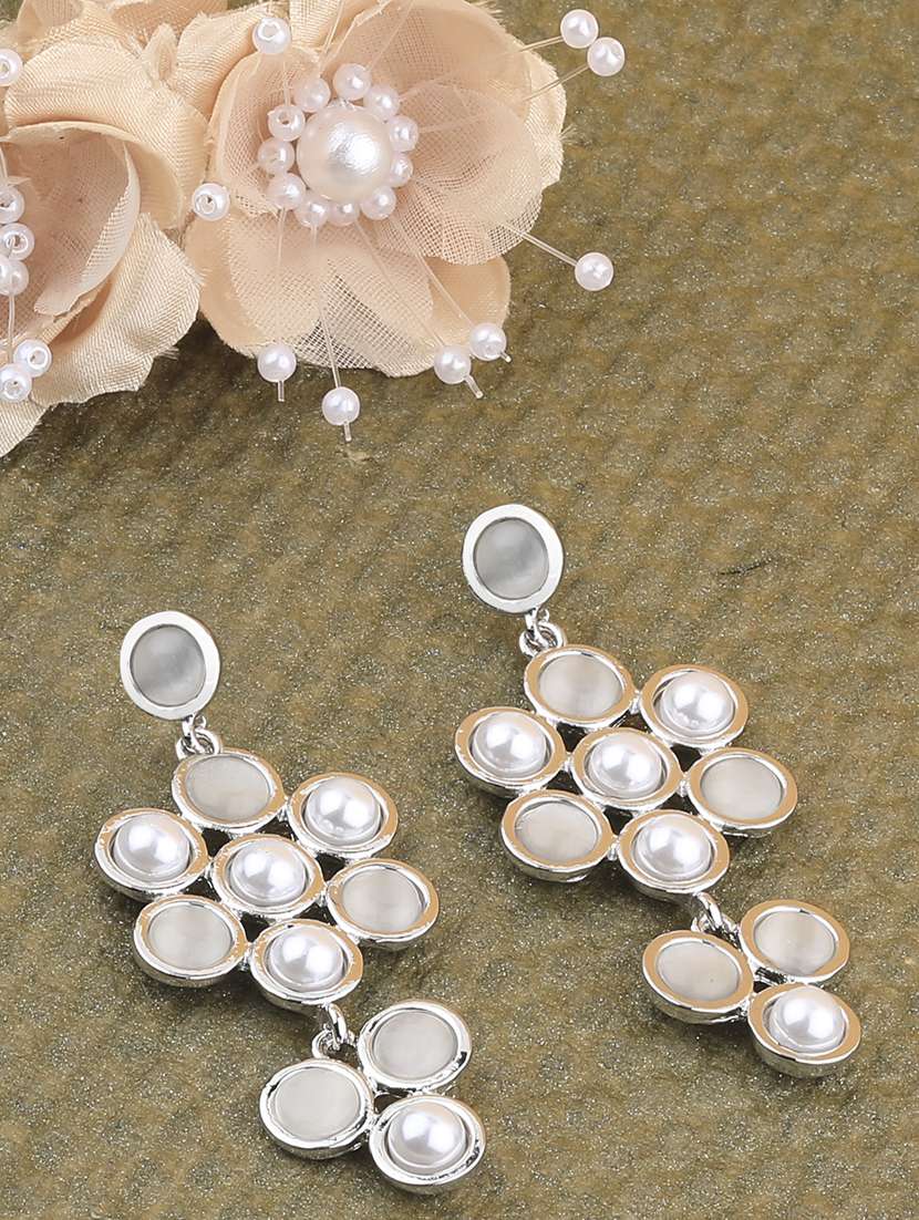 silver metal drop earring - 17194442 -  Zoom Image - 0