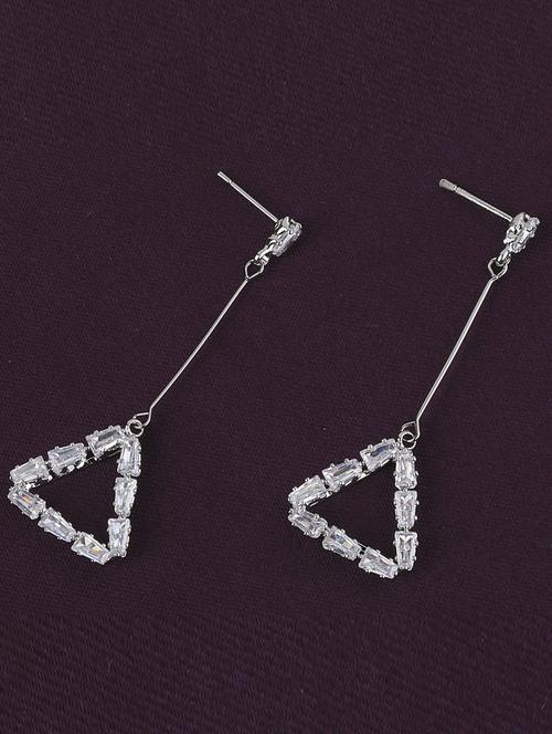 silver metal drop earring - 17194447 - Standard Image - 0