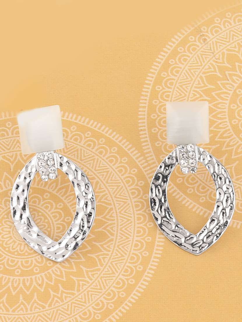 silver metal drop earring - 17194475 - Zoom Image - 0