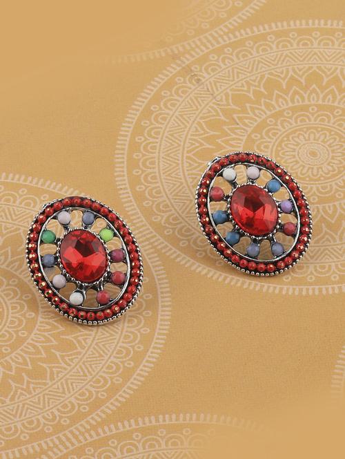 red metal studs earring - 17194483 - Standard Image - 0