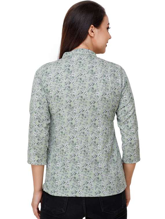 women's straight mandarin neck top - 17194584 -  Standard Image - 2