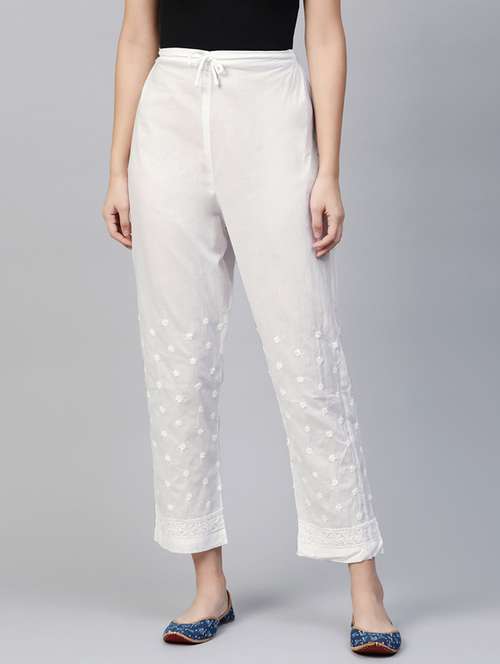 chikankari tapered pant - 17194611 -  Standard Image - 0