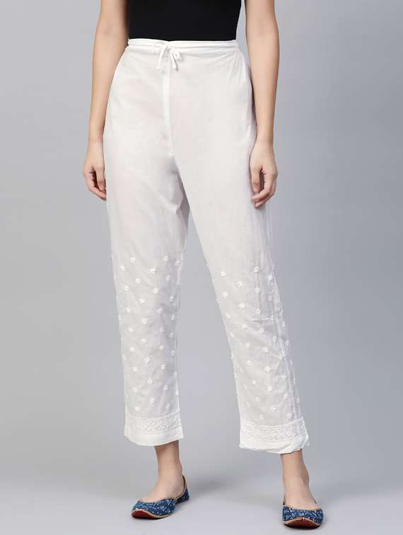 chikankari tapered pant