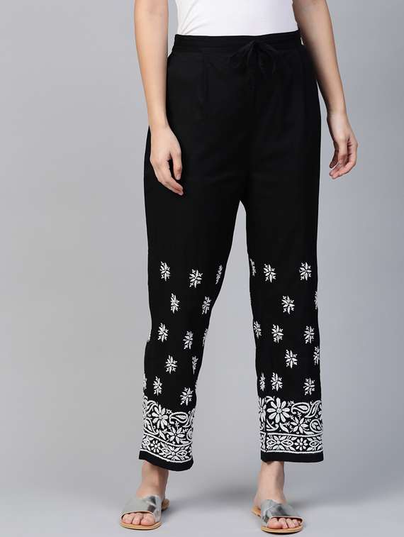 chikankari tapered pant