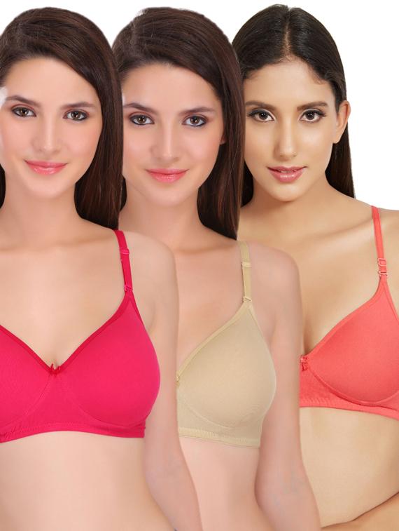 set of 3 3/4 coverage solid t-shirt bra - 17194771 - Zoom Image - 0