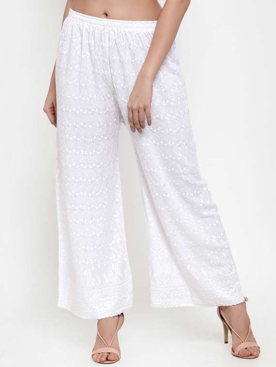 mid rise embroidered palazzo 