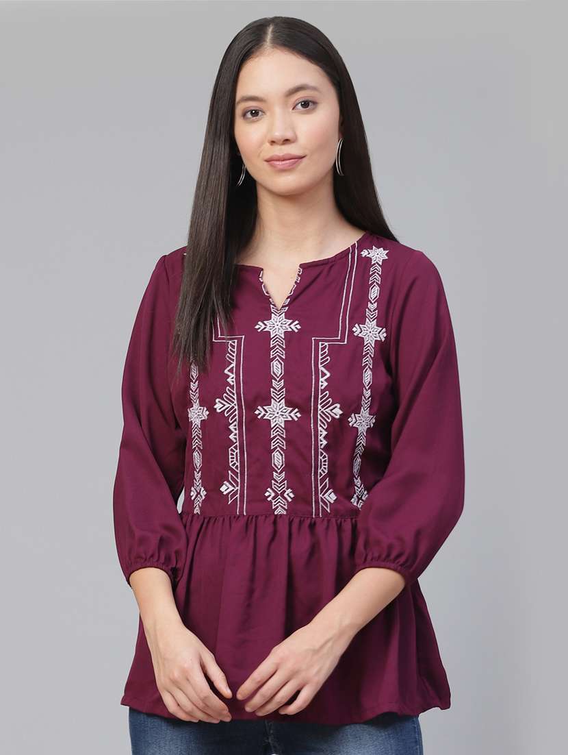 women's peplum notch neck top