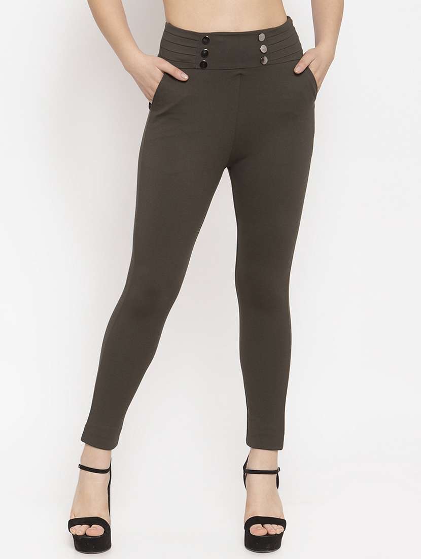 green poly spandex jeggings