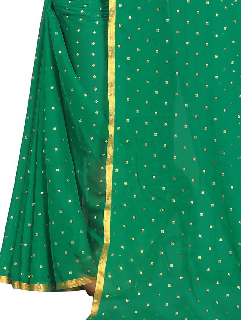 women's solid green colored saree with blouse - 17197913 - Standard Image - 2