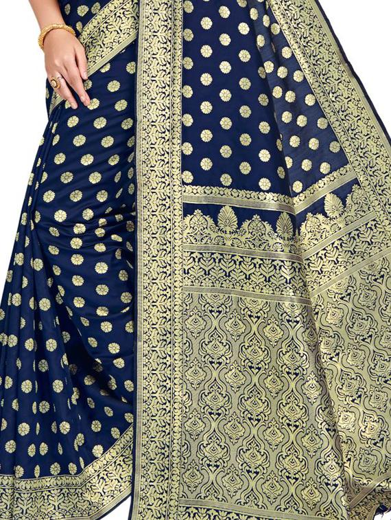 self design banarasi saree with blouse - 17199116 - Standard Image - 2