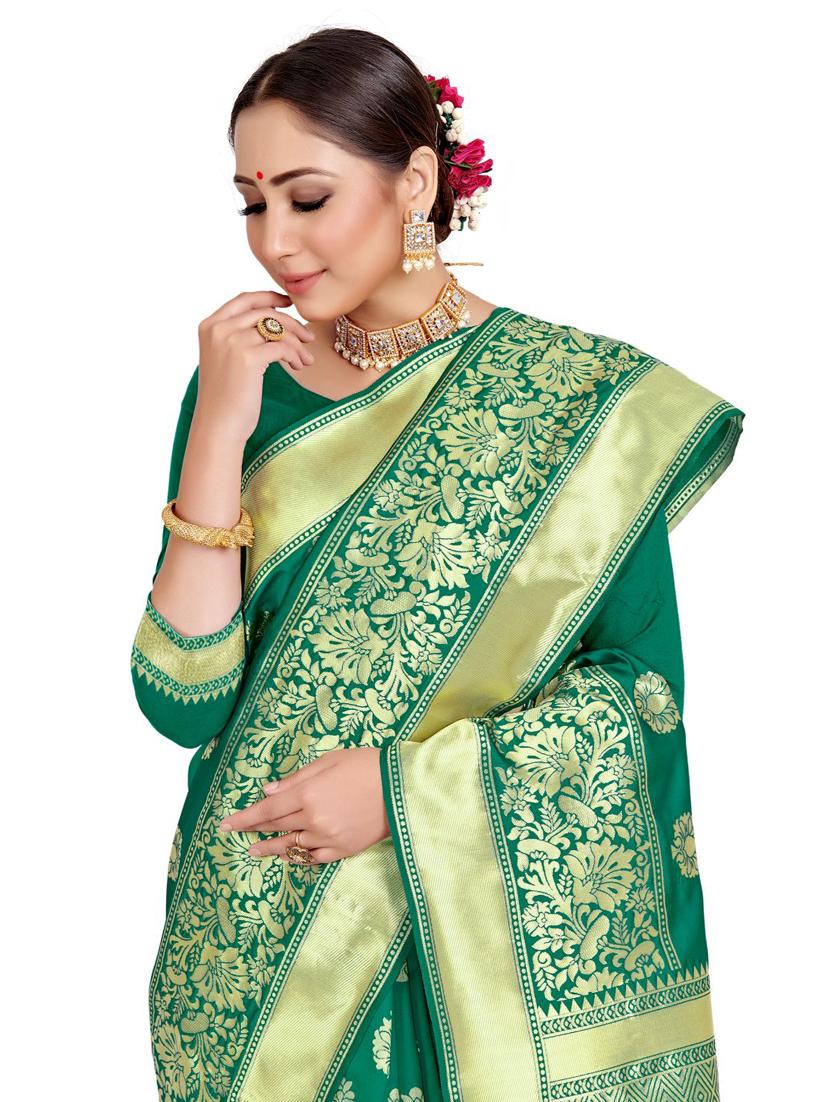 self design banarasi saree with blouse - 17199117 - Standard Image - 2