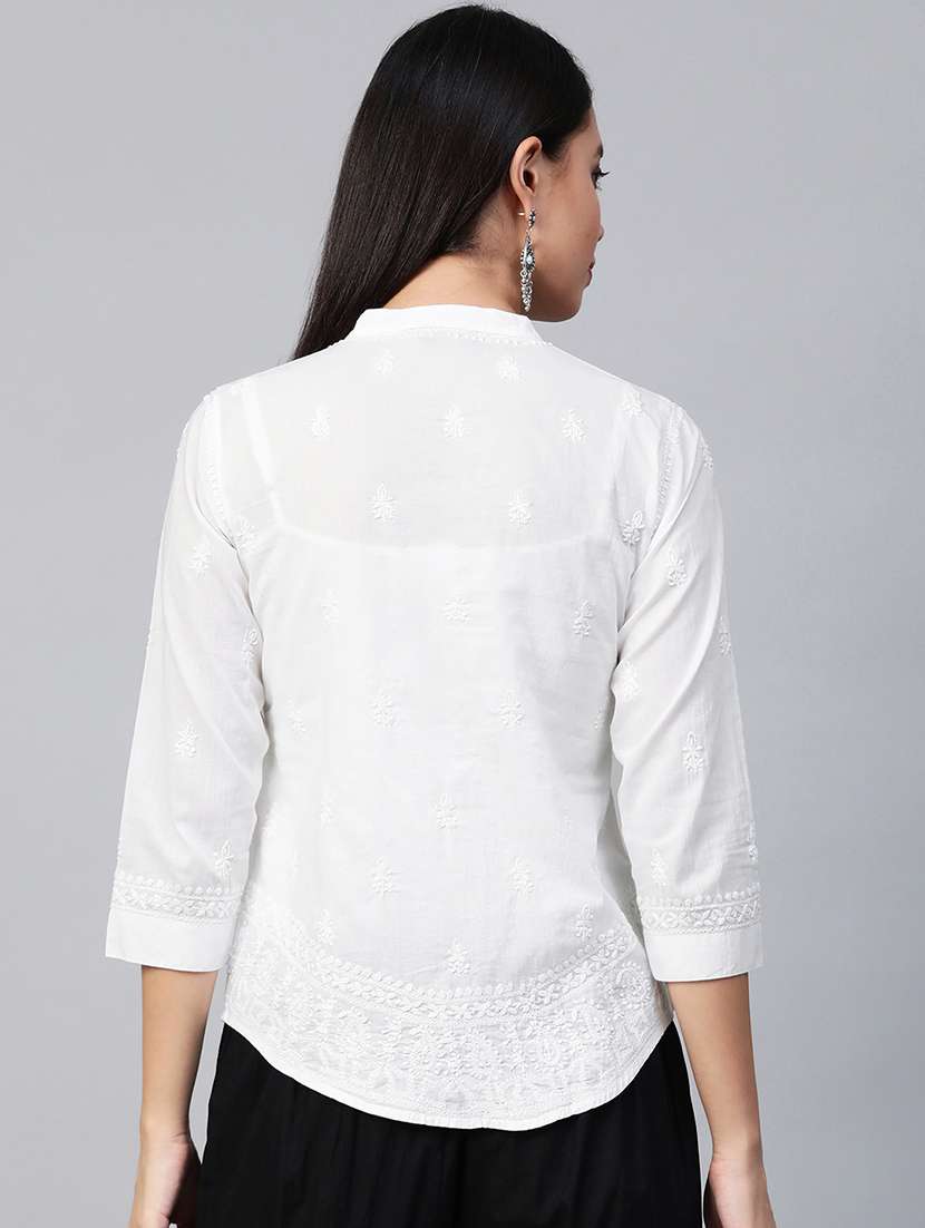 ada hand-embroidered white chikankari shirt - 17199264 -  Standard Image - 2