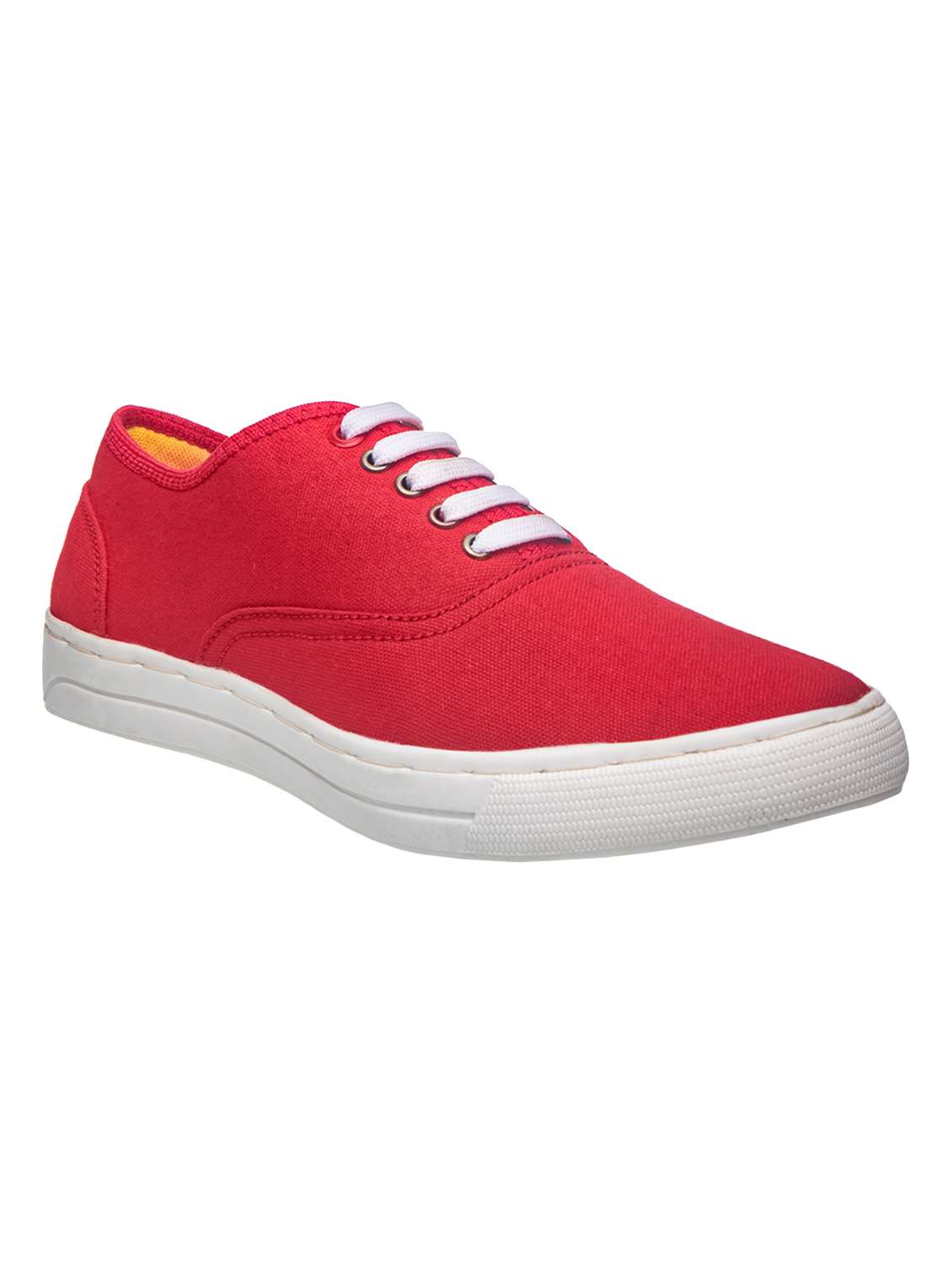 red lace up sneakers