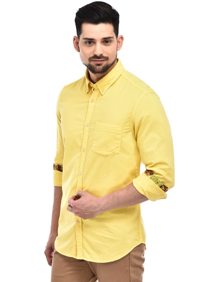 Yellow Solid Casual Shirt