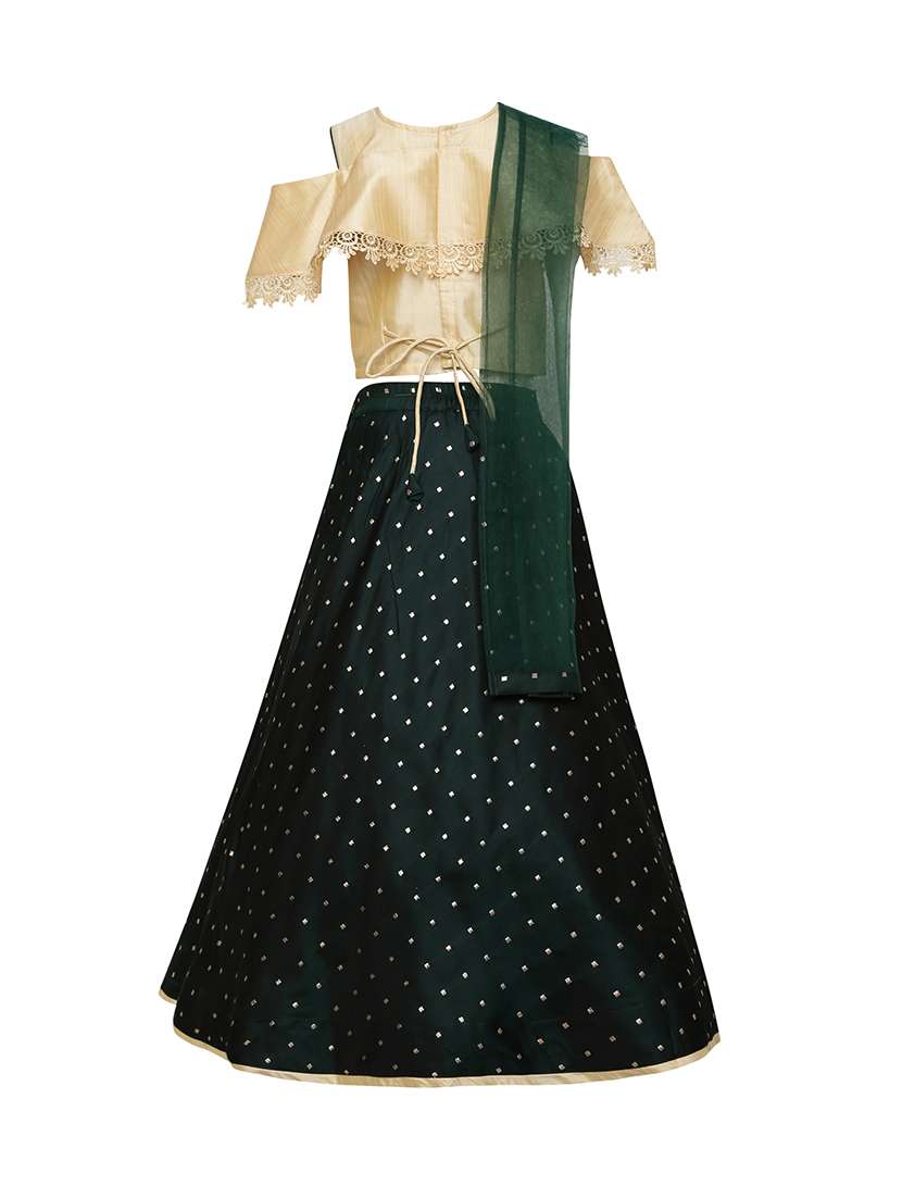 green silk blend lehenga choli - 17202126 -  Standard Image - 2
