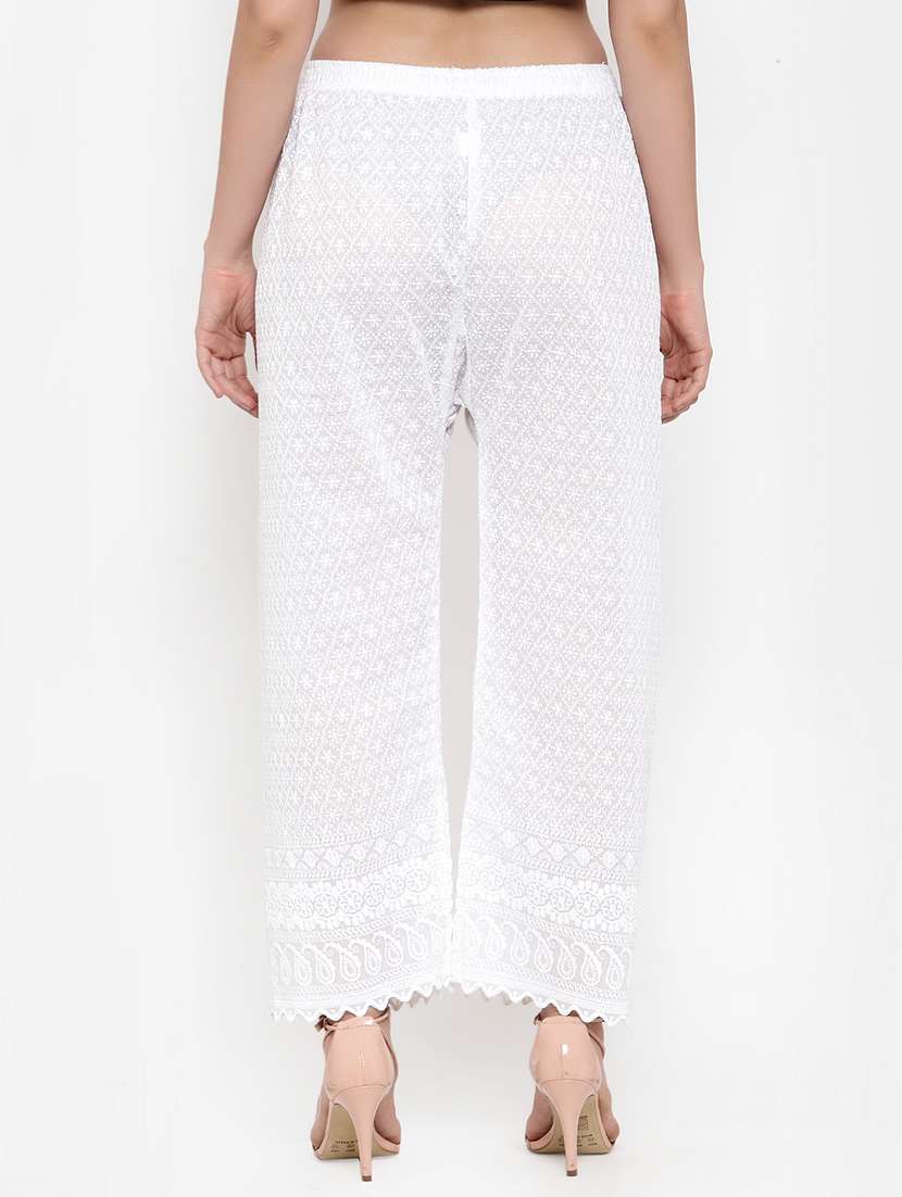 tonal embroidered straight palazzo - 17202680 -  Standard Image - 2