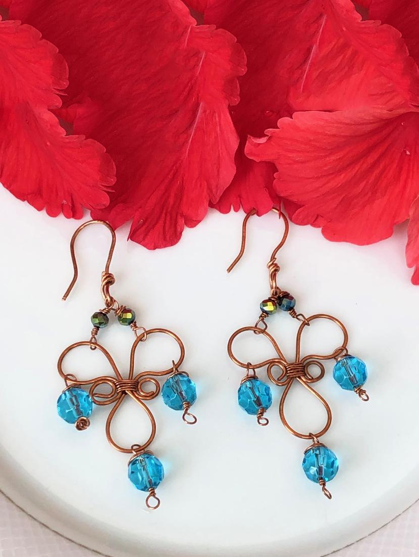 blue copper drop earring - 17205591 - Zoom Image - 0