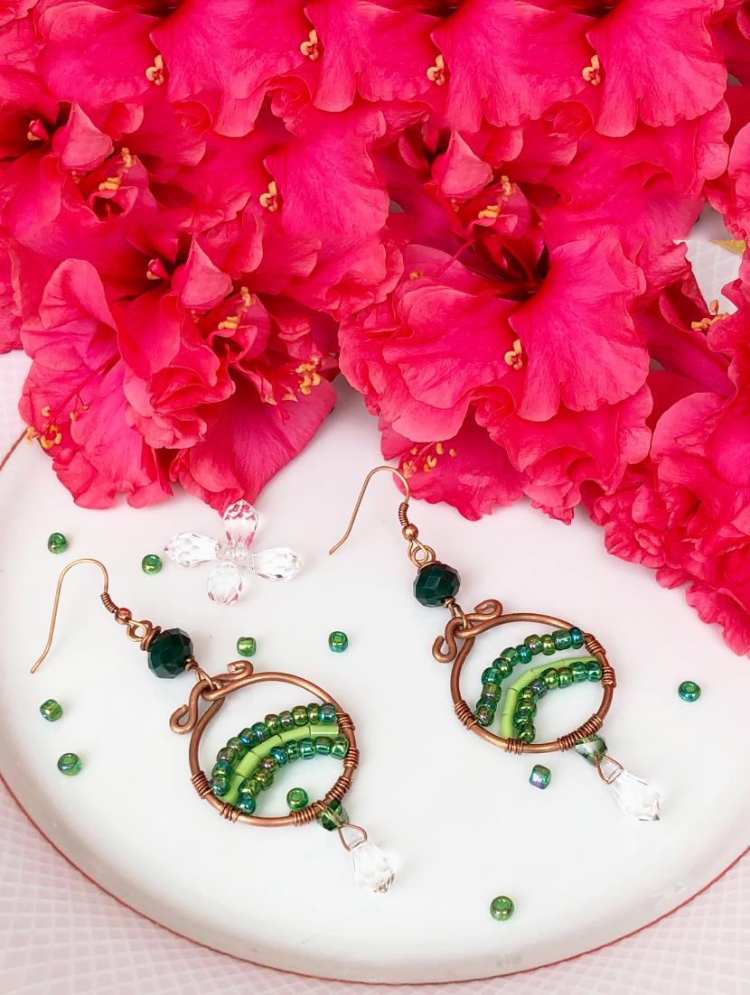 green copper drop earring - 17205593 - Zoom Image - 0