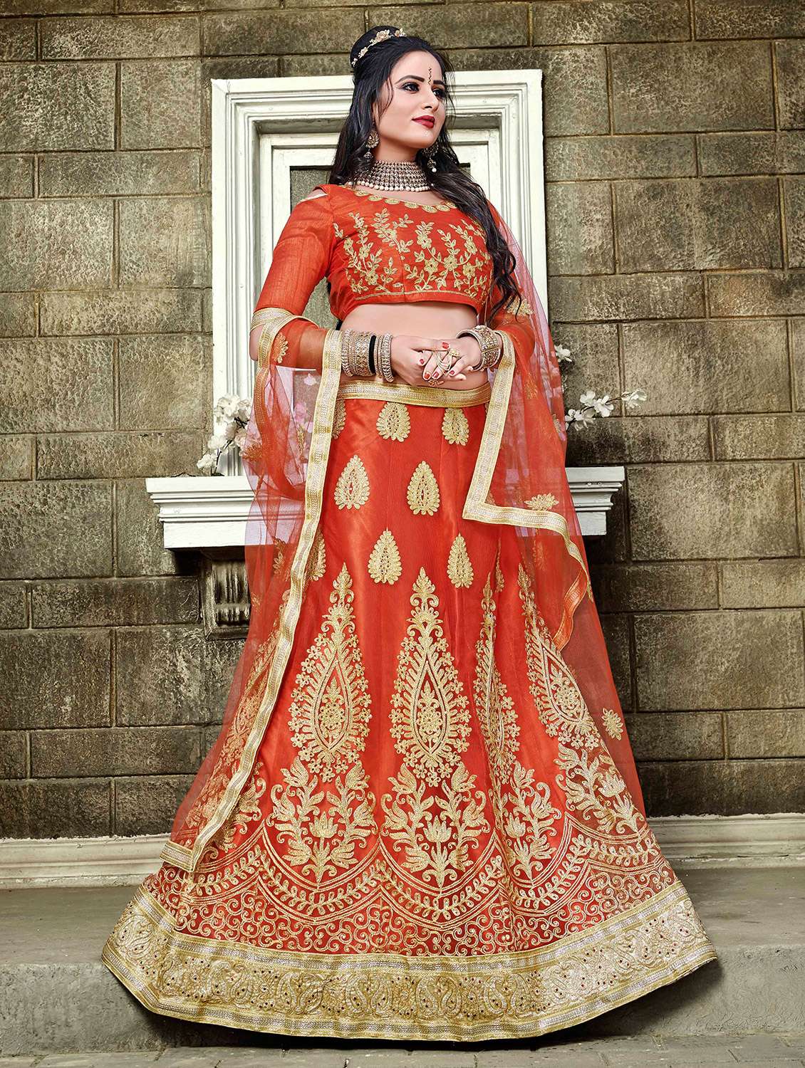 embroidered a-line lehenga