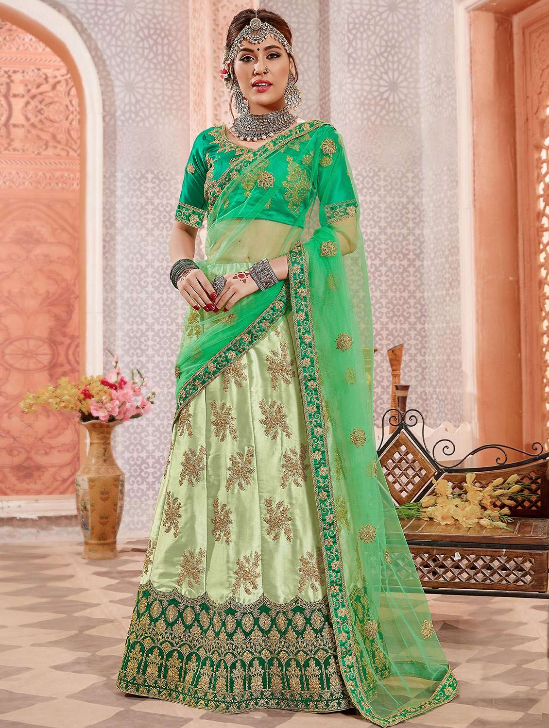 embroidered a-line lehenga