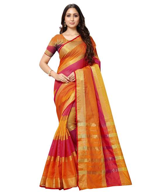 women's stripes multi colored saree with blouse - 17210836 - Standard Image - 0