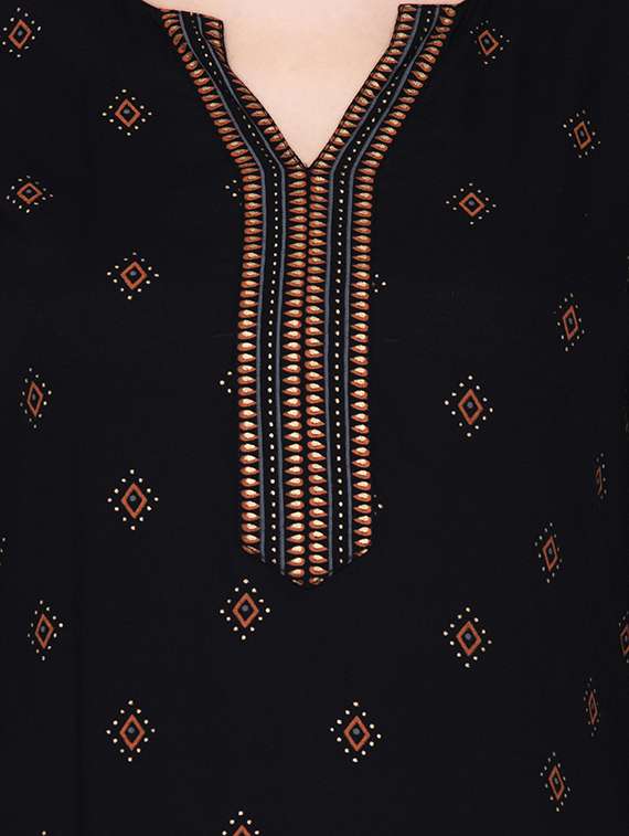 Gold Print Straight Kurta