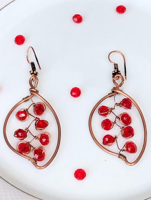 red crystal drop earring - 17211110 -  Standard Image - 0