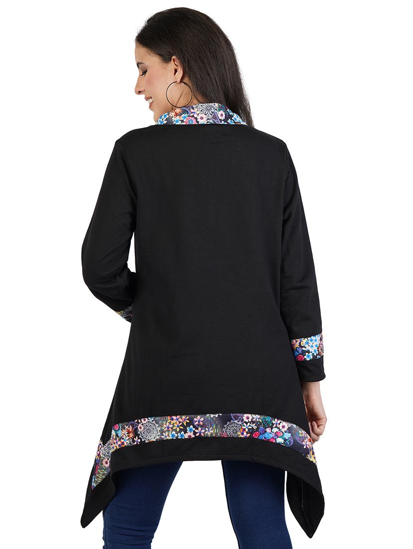 floral lace detailed lasymmetric shrug - 17212455 - Standard Image - 2