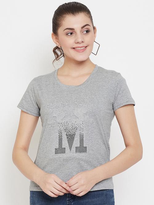 women's front print round neck t-shirt - 17212646 -  Standard Image - 0