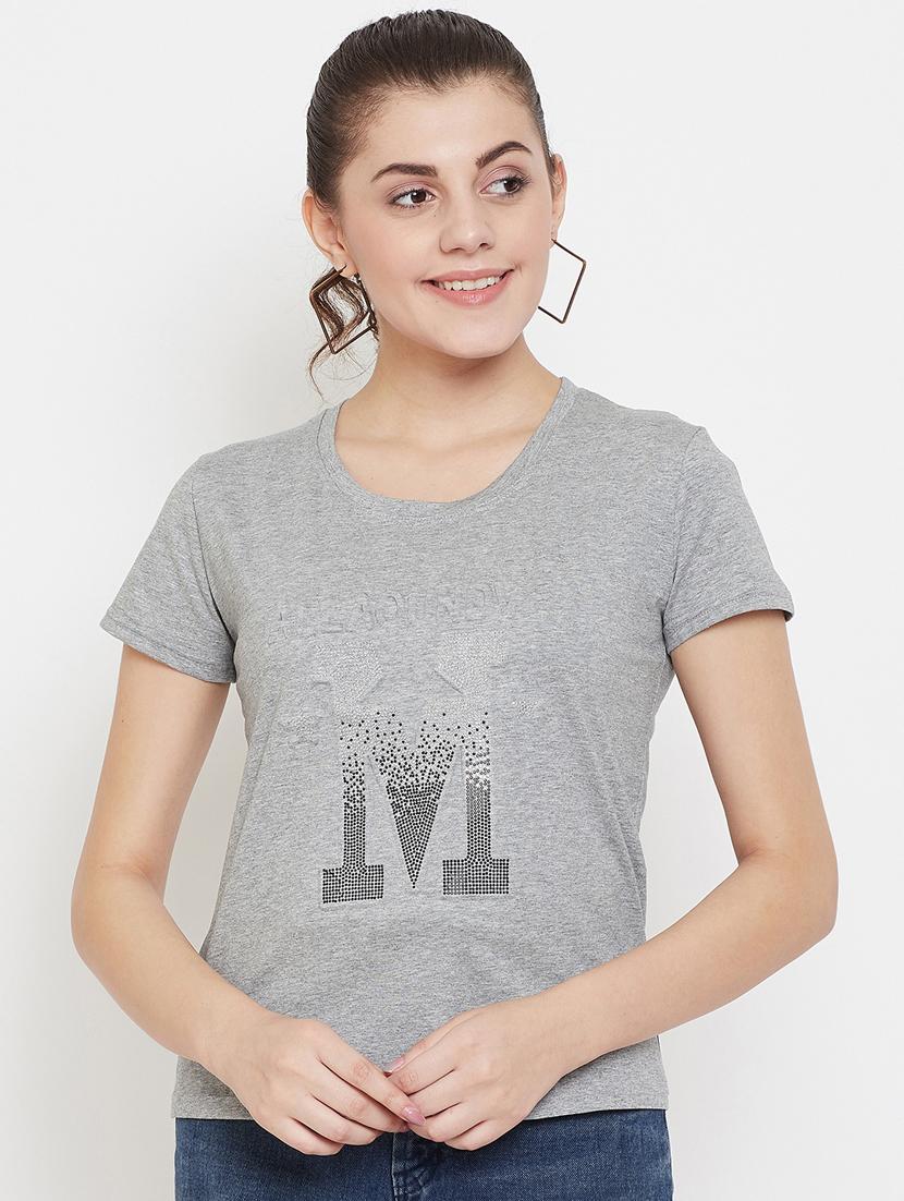 women's front print round neck t-shirt - 17212646 -  Zoom Image - 0