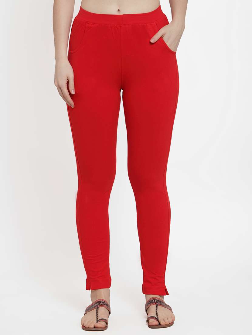 red solid legging