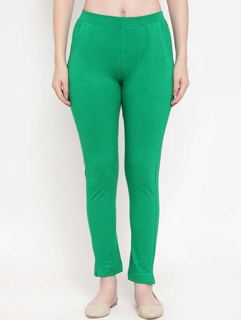 green cotton leggings
