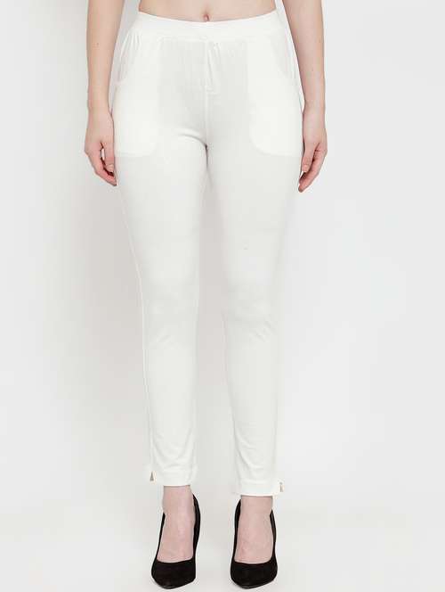 white solid ankle length legging - 17215990 -  Standard Image - 0