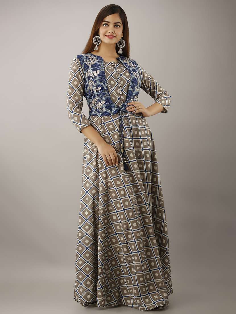 checkered flared kurta
