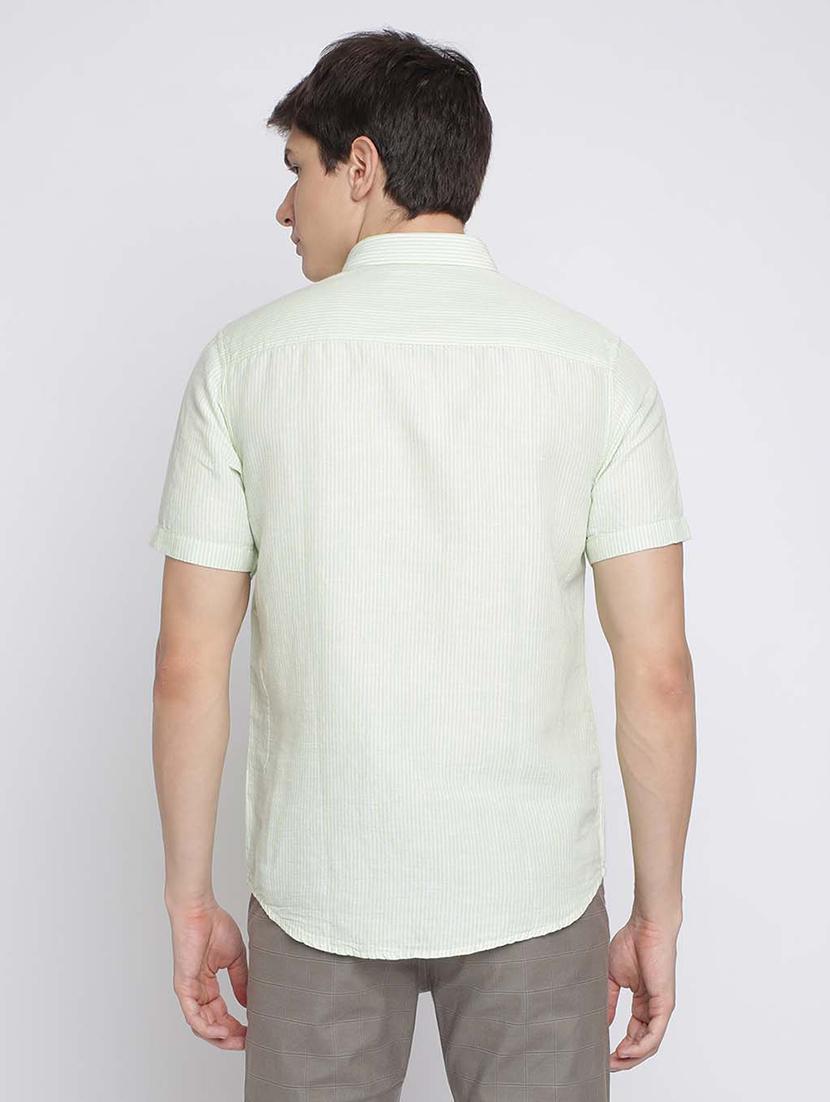 green striped cotton linen casual shirt - 17218945 - Standard Image - 2