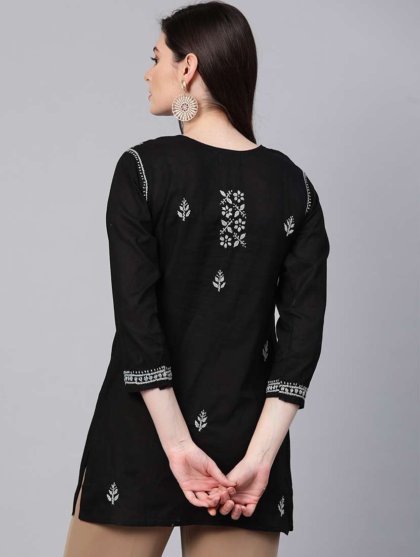 women black chikankari kurti - 17219225 -  Standard Image - 2