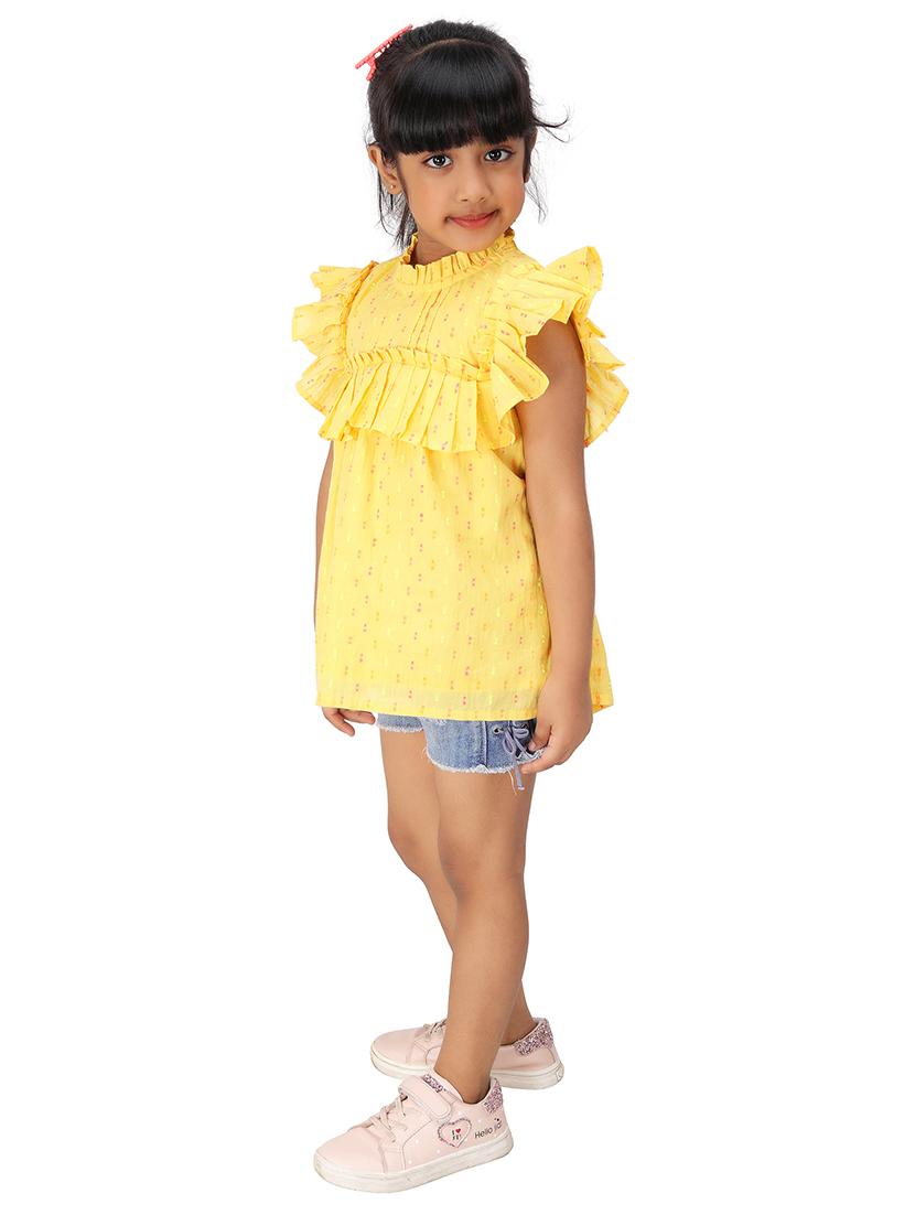 yellow printed top - 17219304 - Standard Image - 2