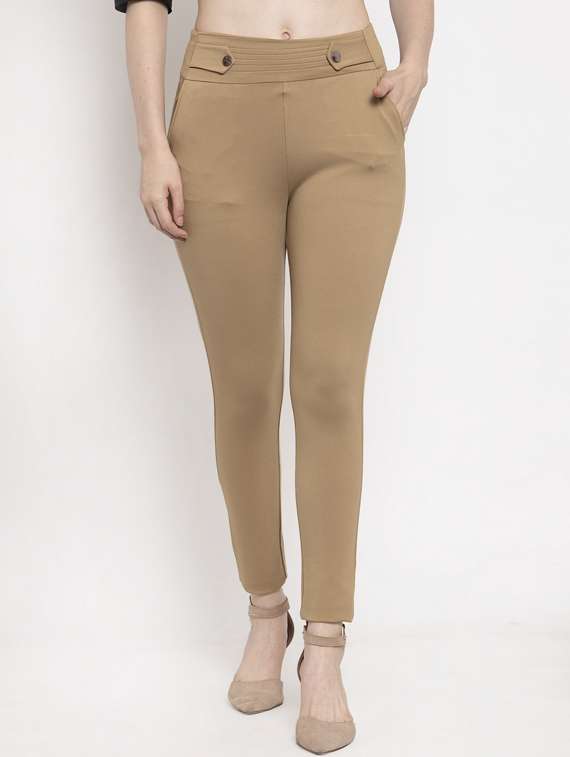 high rise button detail jeggings 