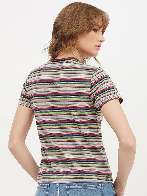 round neck striped tee - 17221679 - Standard Image - 2