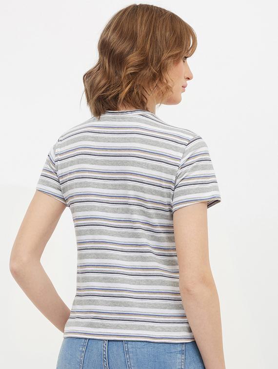 round neck striped tee - 17221684 - Standard Image - 2