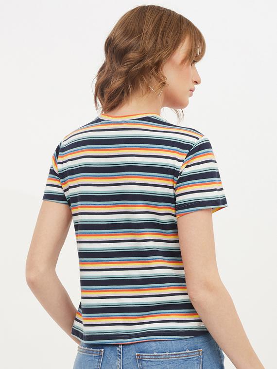 round neck striped tee - 17221689 - Standard Image - 2