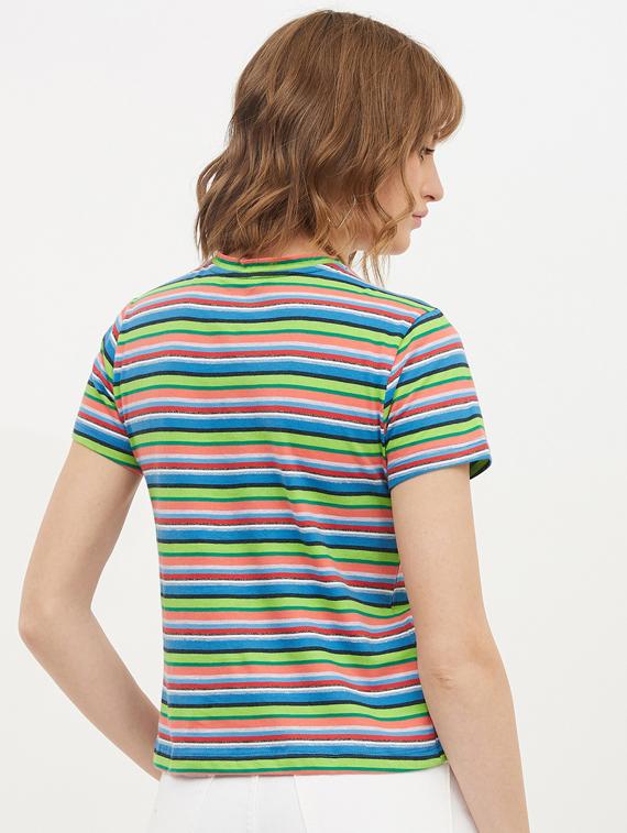 round neck striped tee - 17221692 - Standard Image - 2