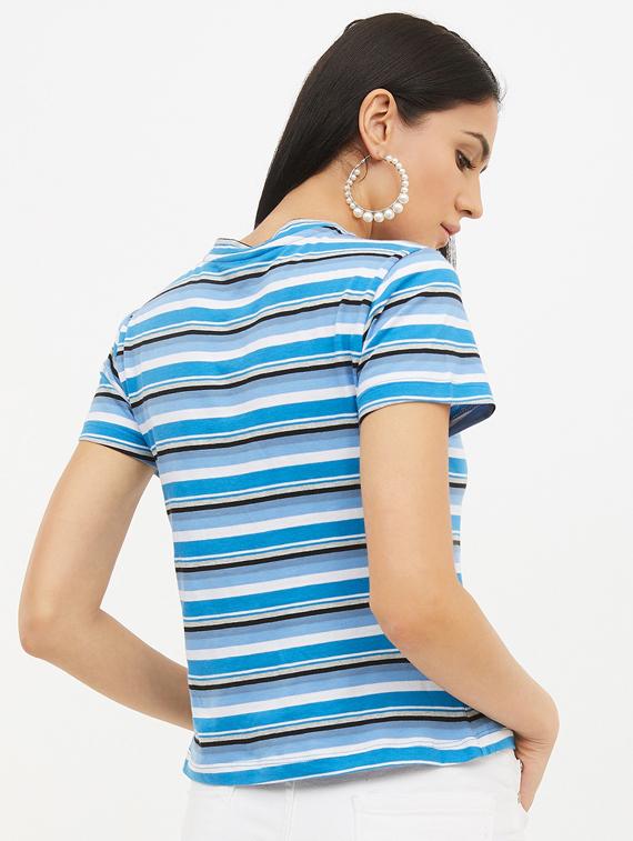 crew neck striped tee - 17221699 - Standard Image - 2