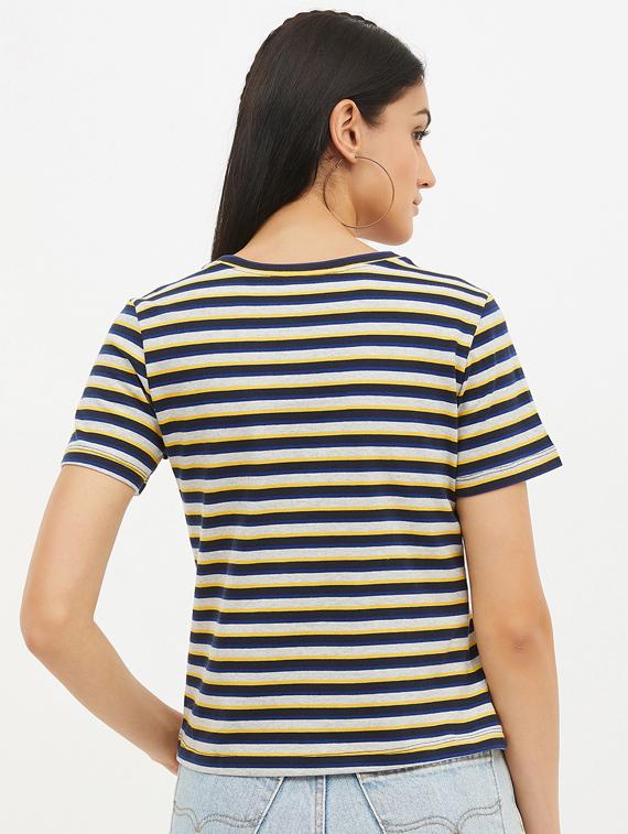 women's striped round neck t-shirt - 17221726 - Standard Image - 2