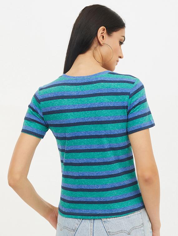 round neck striped tee - 17221727 - Standard Image - 2