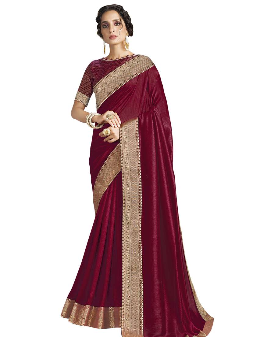 solid bordered  saree with blouse