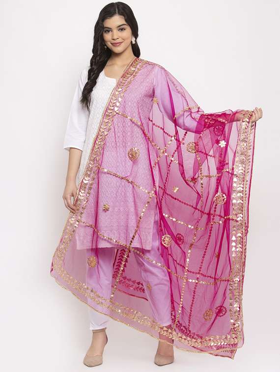 magenta net dupatta