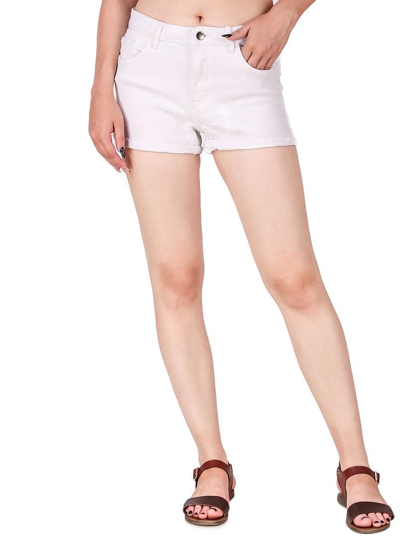 high rise denim shorts
