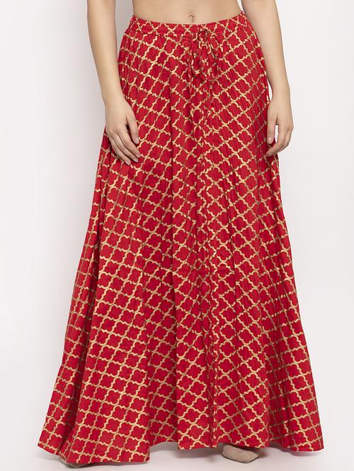 gold printed flared skirt - 17228582 - Standard Image - 0